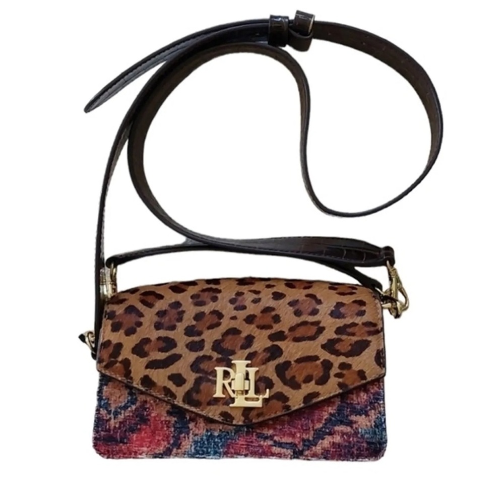 Lauren Ralph Lauren Crocodile Leather Cheetah Crossbody Handbag